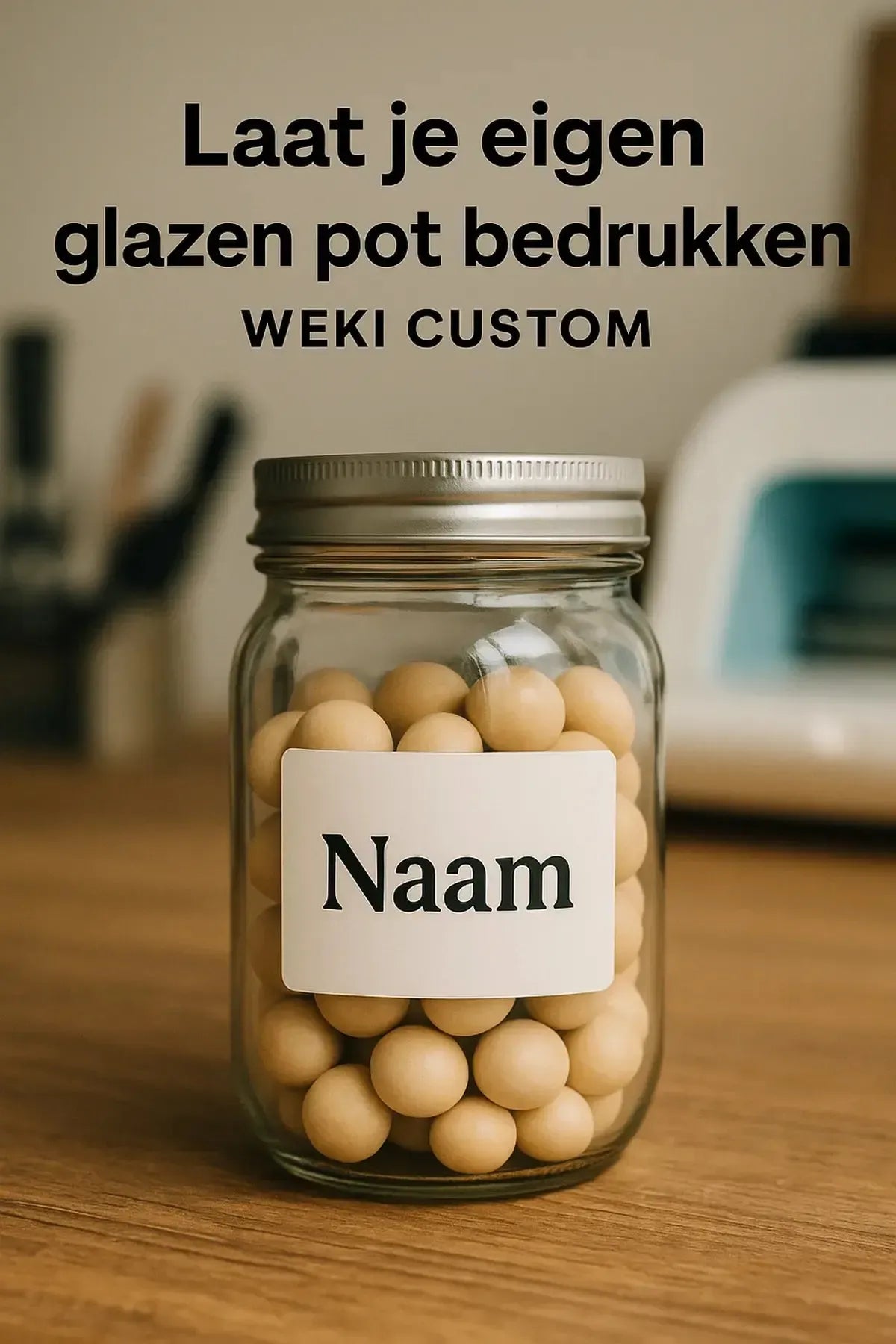 Glazen voorraadpot gepersonaliseerd