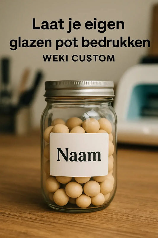 Glazen voorraadpot gepersonaliseerd